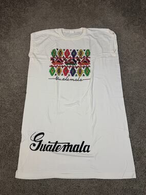 VINTAGE Guatemala Shirt Womens One Size White Beach Lounge Wear Cover Up FLAW